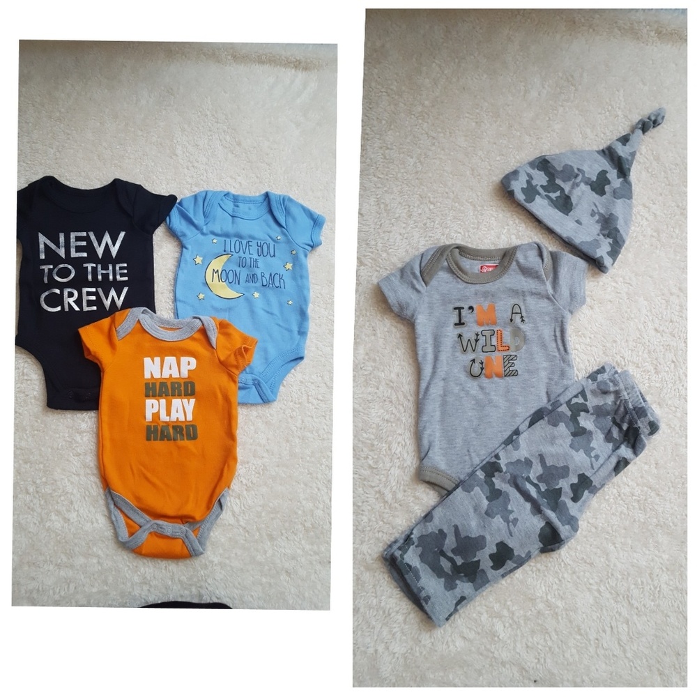 Baby boy onsies & one full matching outift